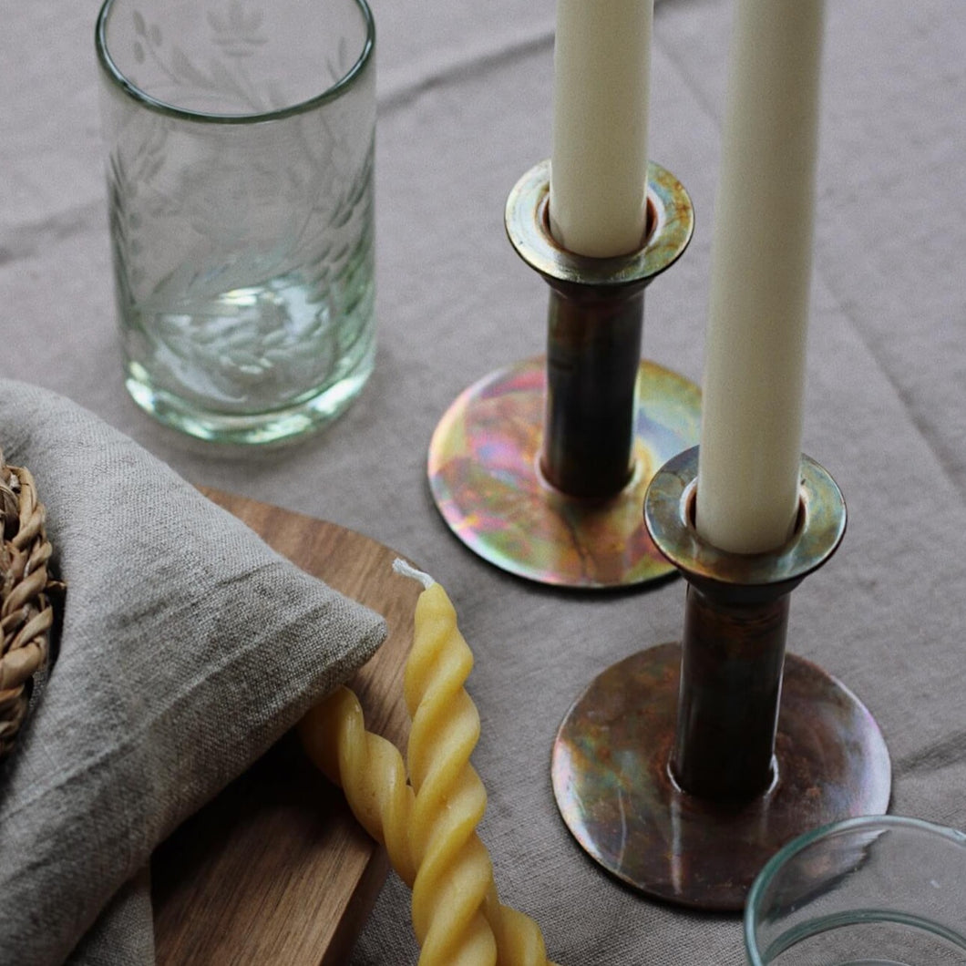 Antiqued Copper Candle Stand